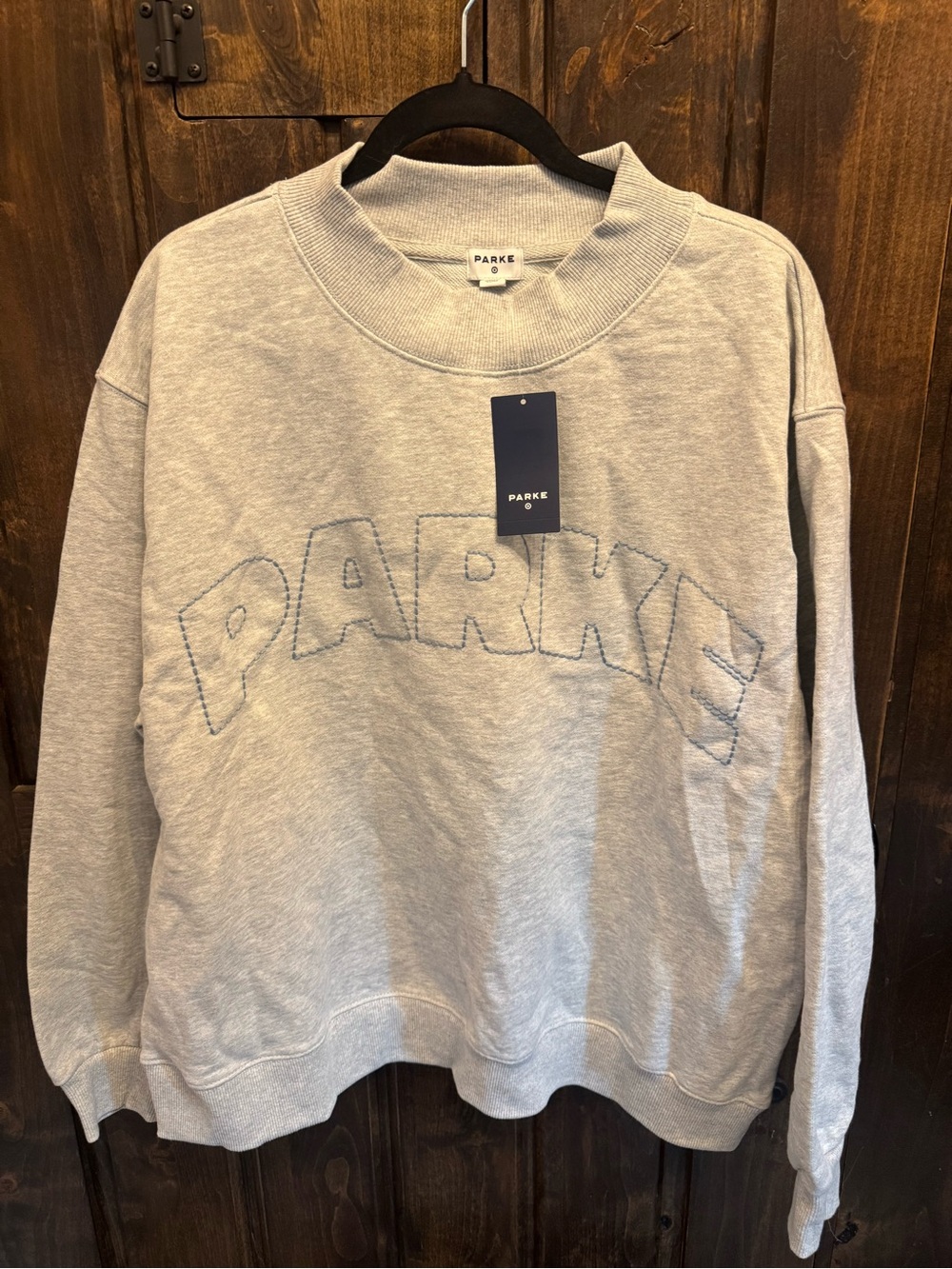 Parke Gray Embroidered Logo Crewneck Sweatshirt